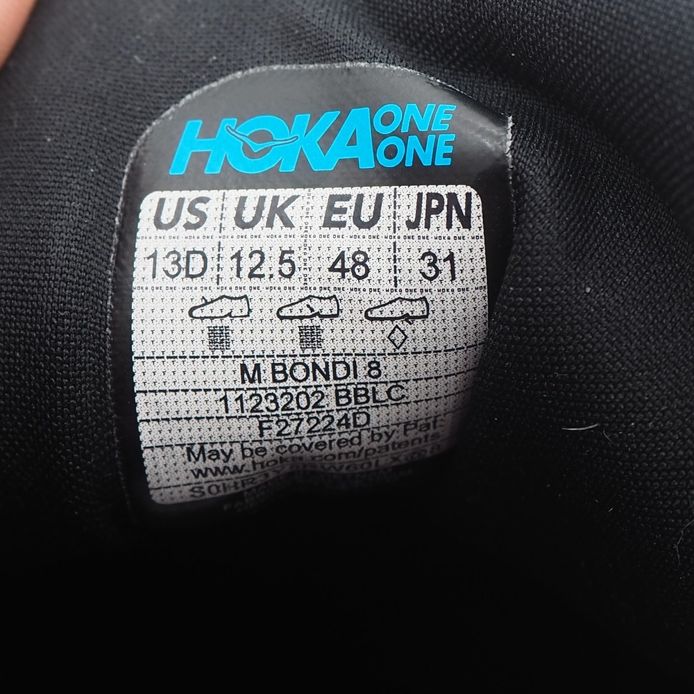 Hoka Bondi 8 Mens 13D Sneakers Triple Black Running Shoes Walking Training - Picture 6 of 9